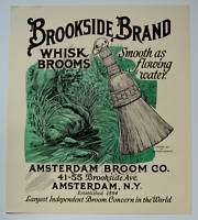 Brookside Vintage WHISK BROOMS Large Packing Box Label  