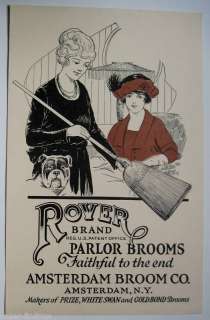 Rover PARLOR BROOMS Packing Box Label Amsterdam NY  