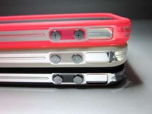 3X Black White Pink Clear Bumper Case Cover With Metal Button For 