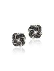 Sterling Silver Black Diamond Accent Love Knot Earrings