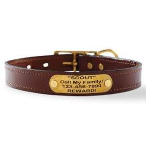  Personalized English Bridle leather Pet Collar   Black, 1 