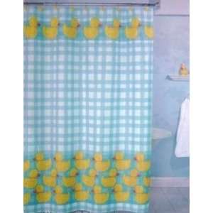  Gingham Duck Blue & White Fabric Shower Curtain Yellow 
