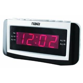   Clock with AM/FM Radio, Snooze and Large LED Display (Black Lacquer