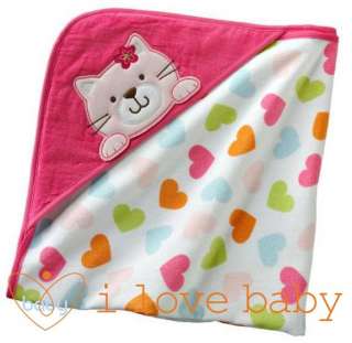 Pink Cat Baby Splash Wrap Bath Hooded Towel Robe  