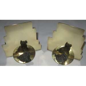  American Art Deco Brass Bookends With Patinaed Scottish 