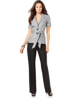 Calvin Klein Petite Suit, Short Sleeve Belted Jacket & Pants