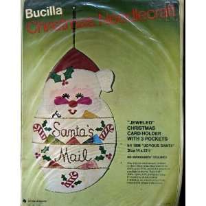 Bucilla Christmas Needlepoint Jeweled Christmas Card Holder With Three 