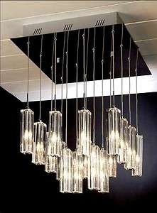 Modern Contemporary Square 16 Light Crystal Chandelier Lighting Lamp 