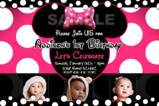 MINNIE BIRTHDAY PARTY INVITATION BABY 1ST FIRST DOTS  