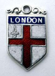 Vintage English Silver ENAMEL SHIELD Charm LONDON D&F  