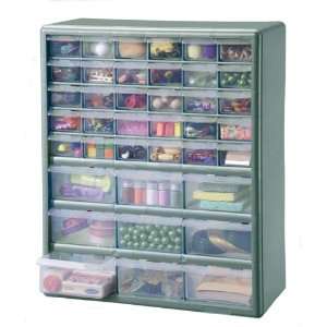   39 Bin Plastic Drawer Parts Storage Organizer Cabinet, Metallic Green