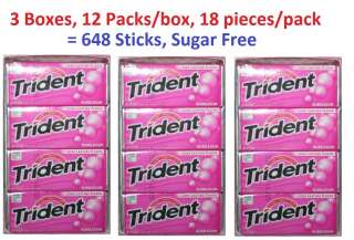 Trident Bubblegum Chewing Gum Xylitol Sugar Free Long Lasting 3 Packs 