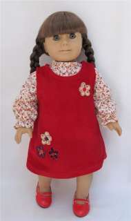 Doll Clothes Corduroy Jumper w/Floral Blouse fits American Girl & 18 