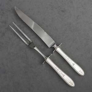   Silverplate Carving Fork & Knife, Roast Size, Gaurds