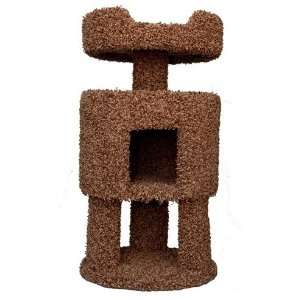   Carpeted Kitty Condo with Perch Cat Condo, Brown Carpet
