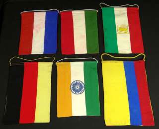 LOT 12 COUNTRY NATIONAL DIPLOMATIC SILK COA PENNANT FLAGS GERMAN ITALY 