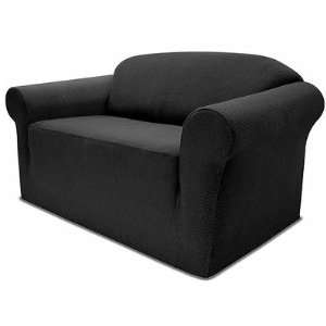  Stretch Pique Chair Slipcover in Raven Black