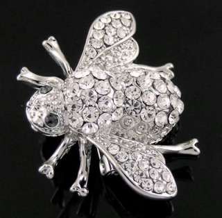 P76A Cute Sparkling Clear Crytal Bee Pin Brooch New  