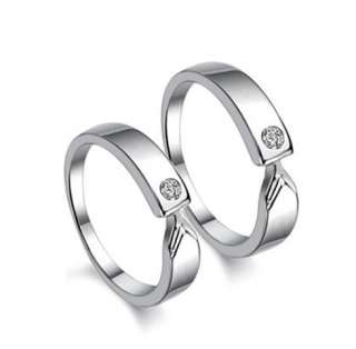   CZ Crystal White Gold Plate Promise Ring Set Couple Wedding Bands