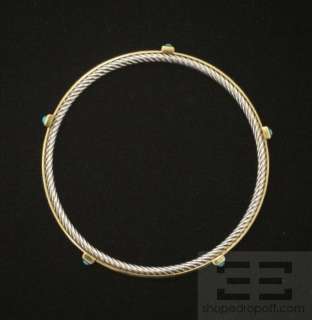david yurman 18k yellow gold sterling silver turquoise bangle bracelet