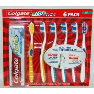  Whole Mouth Clean 6 Toothbrushes (Soft) & 4.0 oz Colgate Advanced 