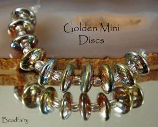 BF* Golden Mini Discs * Handmade Lampwork Beads (10)SRA  