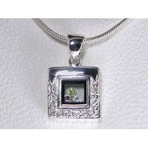   Sterling Silver Necklace with Mirrored Cubic Zirconia Pendant Jewelry