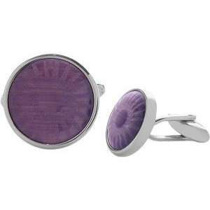  Mens Steel & Purple Cat Eye Cufflinks Jewelry