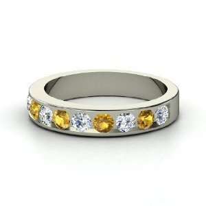  Decade Band, Sterling Silver Ring with Diamond & Citrine Jewelry