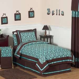  Bella Turquoise And Brown 4 Piece Twin Comforter Set