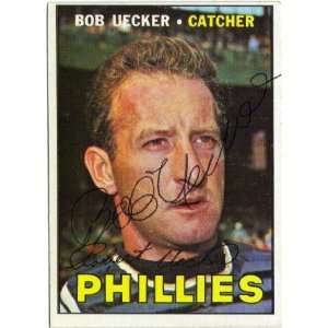 Bob Uecker Philadelphia Phillies #326 1967 Topps Autographed Baseball 