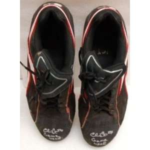  Chris Carter Atlanta Braves Game Used Cleats blk red 