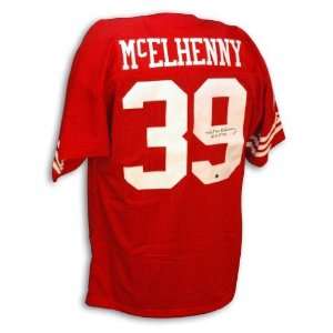 Hugh McElhenny 49ers Autographed/Hand Signed Red Jersey with HOF 