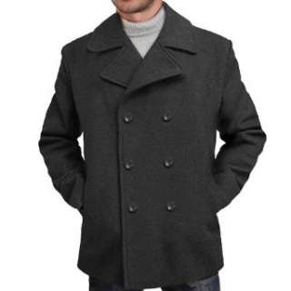  BGSD Mens Wool Blend Pea Coat in Black or Charcoal 