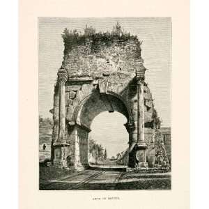  1876 Wood Engraving Ruins Arch Drusus Marcian Aqueduct 