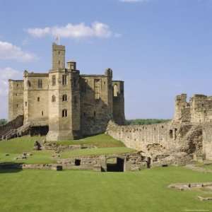 Warkworth Castle Dating from Medieval Times, Northumberland, England 