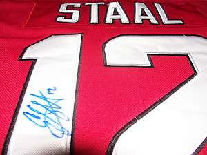 Carolina Hurricanes ERIC STAAL signed red jersey RARE  