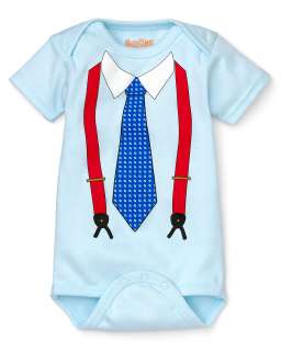 Sara Kety Infant Boys Tie and Suspenders Romper   Sizes 0 18 Months 