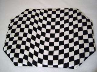 Fabric Placemats WAVING CHECKERED FLAG black white  