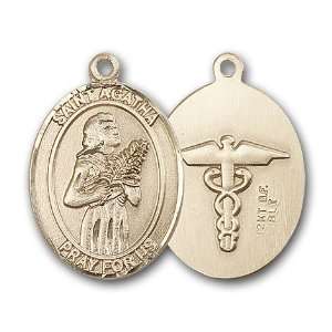  14kt Gold St. Saint Agatha Medal 1 x 3/4 Inches 7003KT No 