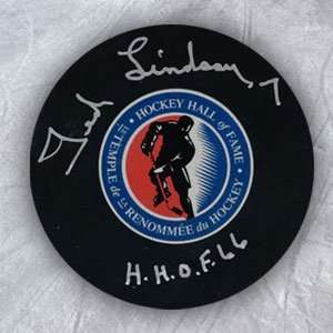 TED LINDSAY Hockey Hall of Fame SIGNED Puck