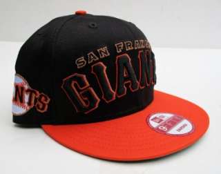 San Francisco Giants Team Black On Orange Snap Back Cap Hat By New Era 
