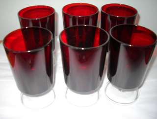 Lot 10 Vtg Luminarc Ruby Red Glass Glasses Goblets Stem France  
