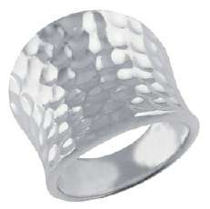 Wide Hammered Reflections Sterling Silver Ring  