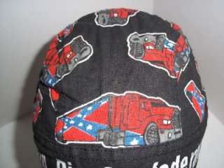 SKULL CAP HEAD WRAP BRAND BLACK REBEL FLAG TRUCK BIKER  