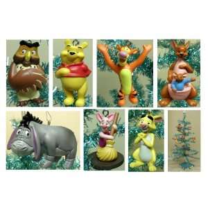 com Disney Winnie the Pooh Set of 7 Holiday Christmas Tree Ornaments 