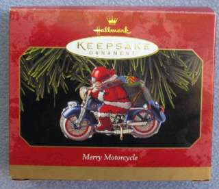 1999 Hallmark Christmas Tin Ornament Merry Motorcycle MIB  