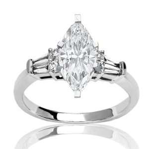  Round Diamonds Ring Only with a 0.61 Carat Pear Cut / Shape F Color 