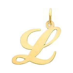  Fancy Cursive Letter L Charm 14K Gold: Jewelry