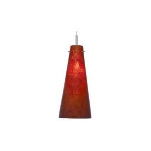   Light Mini Pendant in Satin Nickel   Dome Canopy with Red Check glass